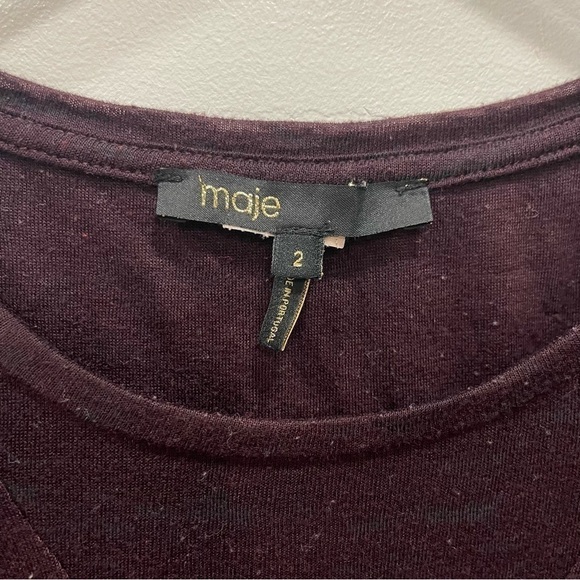 Maje Burnout Burgundy Tank Top Cutout Size 2 - Picture 3 of 9
